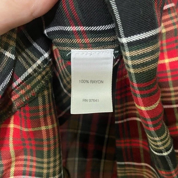 J Jill EUC plaid holiday color button down blouse with longer sides size XS Pet - Picture 3 of 5